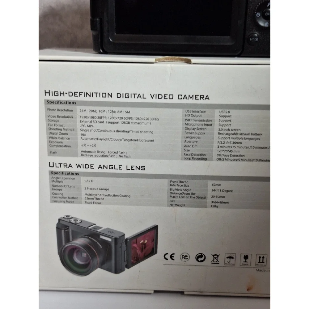 High Definition Digital Video Camera with Flip Screen 16x Zoom 3.0